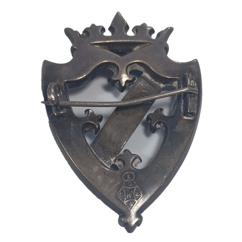 Victorian Sterling Silver Scottish Crest With Crown Agate Brooch Pin Circa 1890 - Picture 7 of 10